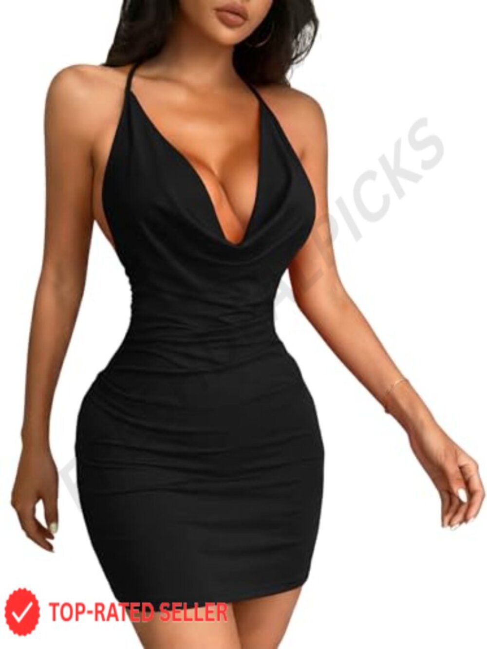 High Stretch Bodycon Halter Mini Dress - Club Night Out Party